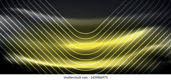 Glowing shiny neon squares abstract background, techno modern template, vector