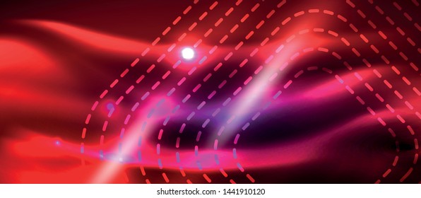 Glowing shiny neon squares abstract background, techno modern template, vector