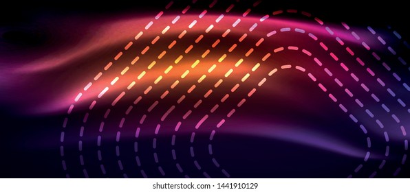 Glowing shiny neon squares abstract background, techno modern template, vector