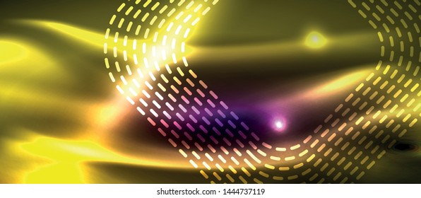 Glowing shiny neon squares abstract background, techno modern template, vector