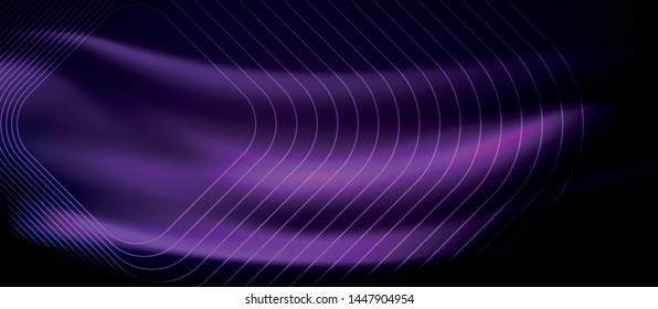 Glowing shiny neon squares abstract background, techno modern template, vector