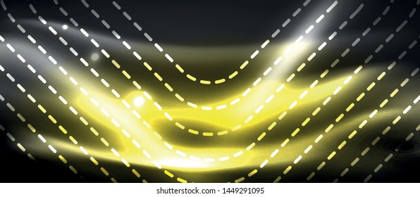 Glowing shiny neon squares abstract background, techno modern template, vector