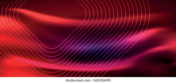 Glowing shiny neon squares abstract background, techno modern template, vector