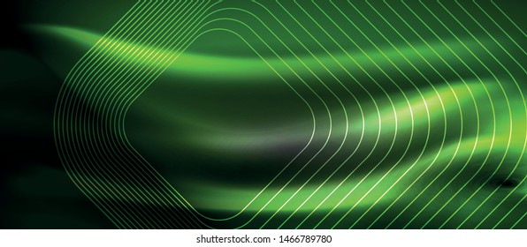Glowing shiny neon squares abstract background, techno modern template, vector