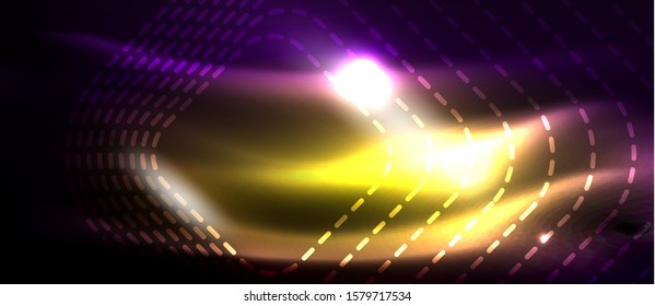Glowing shiny neon squares abstract background, techno modern template, vector