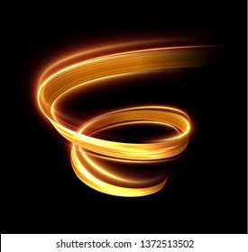 Glowing Shiny Spiral Lines Effect Vector Background. EPS10. Abstract Light Speed Motion Effect. Shiny Wavy Trail. Light Painting. Light Trail. Vector Eps10.