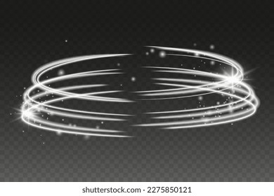 Glühende spiralförmige Linien wirken auf Vektorhintergrund. Glitzernder, gewellter Weg. Schwirbelnder dynamischer Neonkreis.