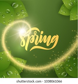 Glowing shiny spiral lines spring vector background. EPS10. Shiny wavy trail. Light painting. Light trail.