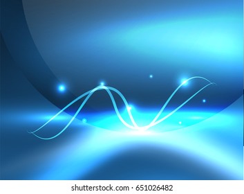 Glowing shiny wave background, vector energy concept illustration