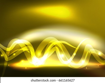 Glowing shiny wave background, vector energy concept illustration