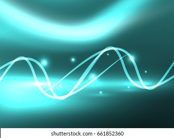 Glowing shiny wave background, vector energy concept illustration