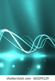 Glowing shiny wave background, vector energy concept illustration