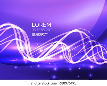 Glowing shiny wave background, vector energy concept illustration
