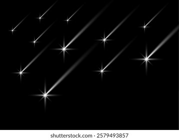 glowing shooting star trail comet dark background design vector 