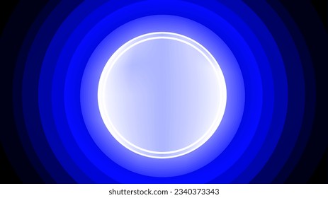 Glowing silver frame placeholder with blue circles gradient night background