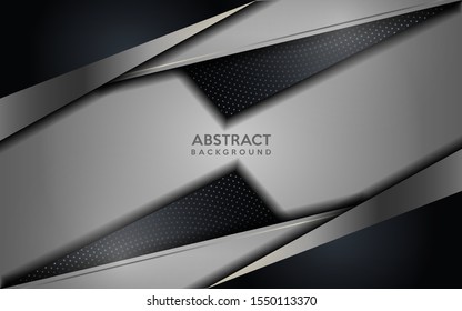 Glowing silver modern dark background with circular dots element. Luxury abstract background