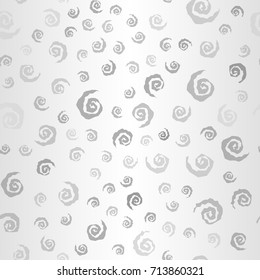 Glowing silver spiral pattern. Seamless vortex vector background