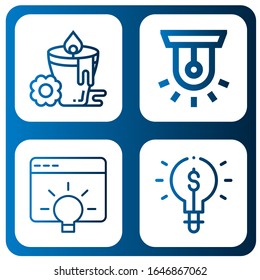 glowing simple icons set. Contains such icons as Candle, Siren, Idea, can be used for web, mobile and logo