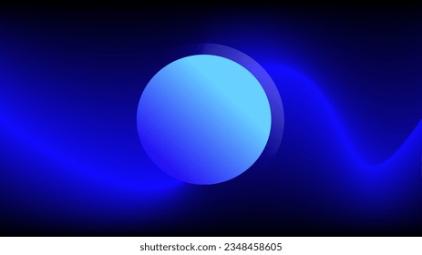 El marco de un solo círculo brillante sobre el efecto de la luz azul en el fondo oscuro