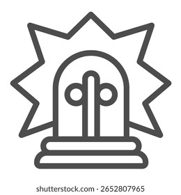 Glowing siren lamp line icon, police force concept. Vector graphics. Lamp with LED glow, signal sign on white background, outline style icon for mobile or web design