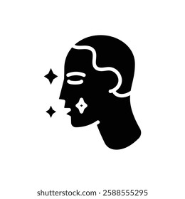 Glowing skin icon Flat vector set outline