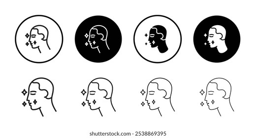 Glowing skin icon outline set sign