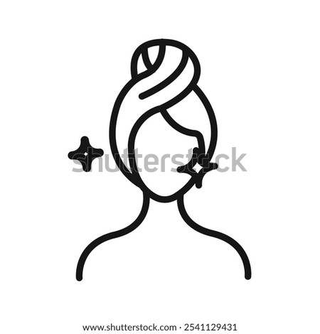 Glowing skin icon Thin line flat illustration