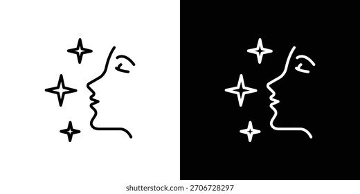 Glowing skin icon. Vector linear icon isolated in black and white