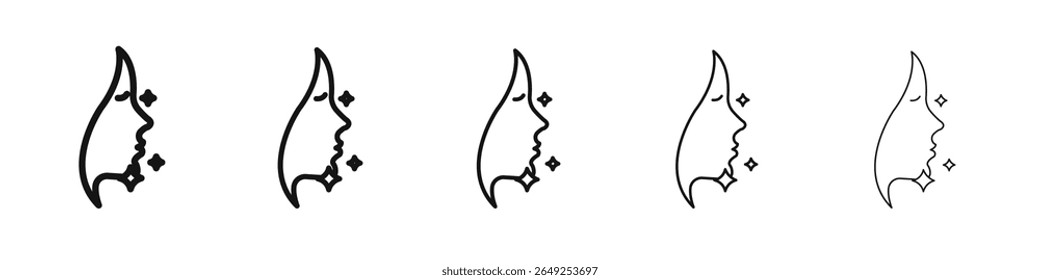 Glowing skin icon vector outline set illustration sign