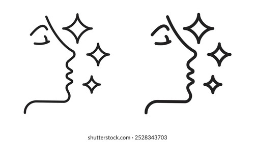 Iconos de piel brillante. Conjunto de Vector en estilo relleno y línea.