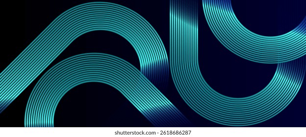 Glowing sky blue colour dynamic shapes composition design lines - abstract dark blue gradient background vector illustration eps10. Perfect for modern projects, business, banner, poster, templates.