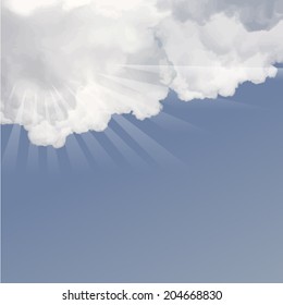 Glowing sky with clouds. Vector 