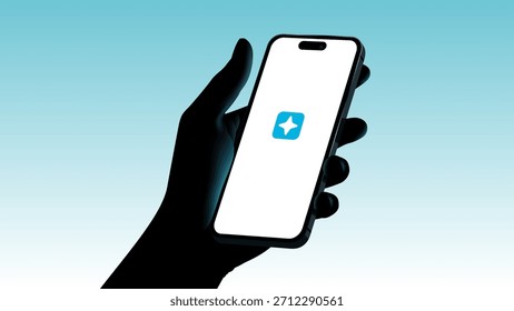 Glowing Smartphone in Hand with Dark-to-Orange Gradient and Minimal Tech Aesthetic