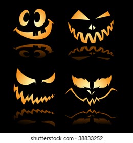 Glowing smiles and expression for halloween lantern