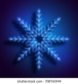 Glowing Snowflake, composed from lights. Vector illusration