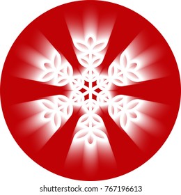 Glowing snowflake isolated on colored background. Vector illustration created using the Blend Tool.