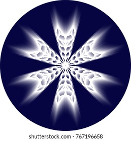 Glowing snowflake isolated on colored background. Vector illustration created using the Blend Tool.