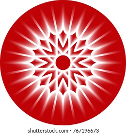 Glowing snowflake isolated on colored background. Vector illustration created using the Blend Tool.