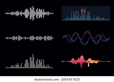 Glowing Sound Waves Visualizer Set