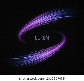 Glowing space banner. Magic shiny trails swirl on transparent background. Sparkle wave trails effect.