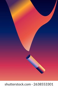 A glowing spark descends into a surreal gradient sky, leaving a trail of vibrant energy