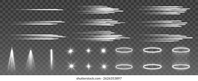 Brilhante Luz Brilhante Feixe com Linhas Curvas e Explosão Flash - Fundo Abstrato Branco Apresentando Iluminado Flare Mágico, Raios de Brilho e Efeito de Torção Transparente

