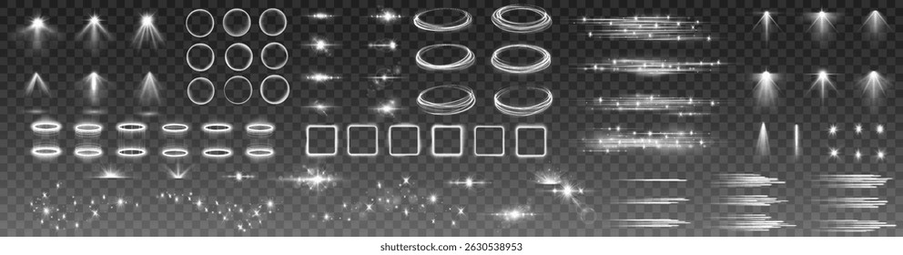Brilhante Luz Brilhante Feixe com Linhas Curvas e Explosão Flash - Fundo Abstrato Branco Apresentando Iluminado Flare Mágico, Raios de Brilho e Efeito de Torção Transparente

