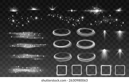 Brilhante Luz Brilhante Feixe com Linhas Curvas e Explosão Flash - Fundo Abstrato Branco Apresentando Iluminado Flare Mágico, Raios de Brilho e Efeito de Torção Transparente


