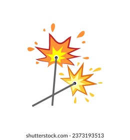 Glowing sparklers on white background