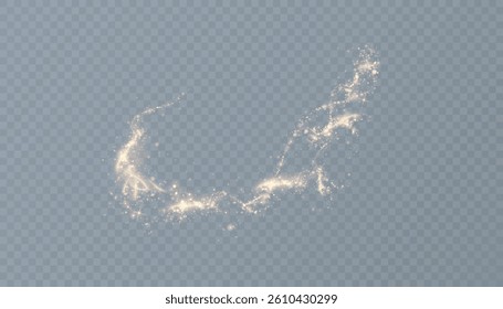 Glowing sparkles with light trails and particles on transparent background. Perfect for magical effects, energy trails, festive animations, or digital UI highlights.

