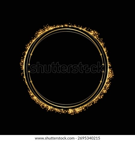 Glowing sparkling circle frame on black – glitter light ring