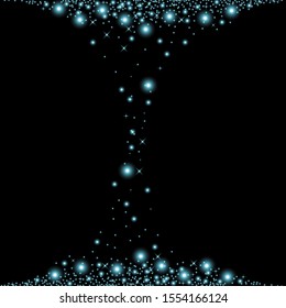 Glowing sparks effect, light effect on black background, aqua color
