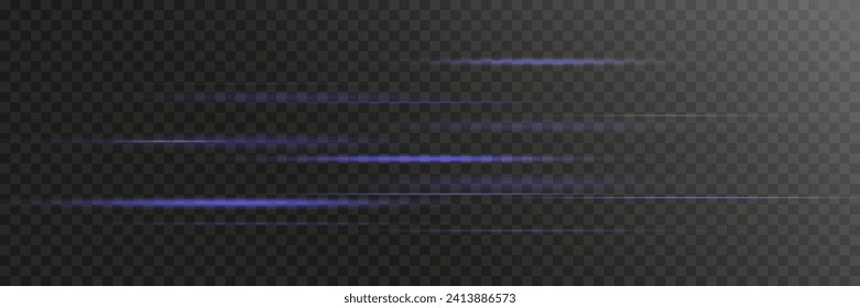 Glowing speed lines. Light sparkling light effect. On a transparent background.	