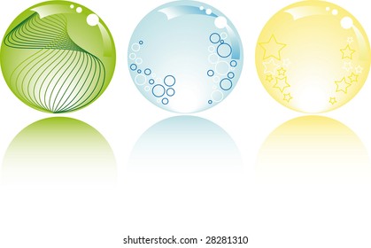 glowing spheres in pastel colors with stars bubbles and fantasy